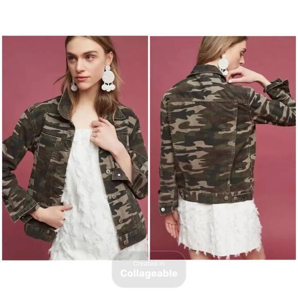 Anthropologie Pilcro and the Letterpress Camo Jean Jacket Size Small - Picture 1 of 8